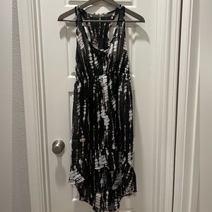 Black Multicolor Sheer Hi Low Swimsuit Coverup